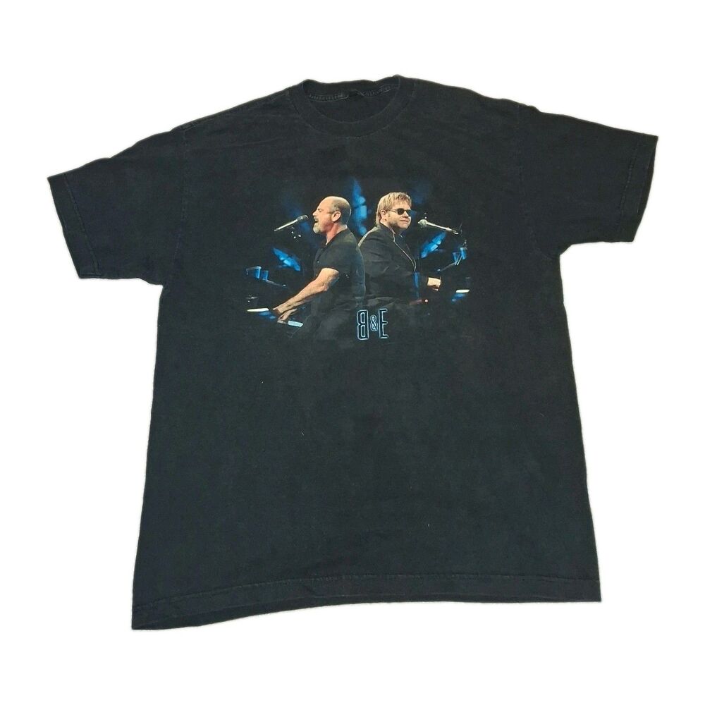 VTG Graphic Concert Tee T Shirt Elton John Billy Joel Mens LG Face 2 Face Tour